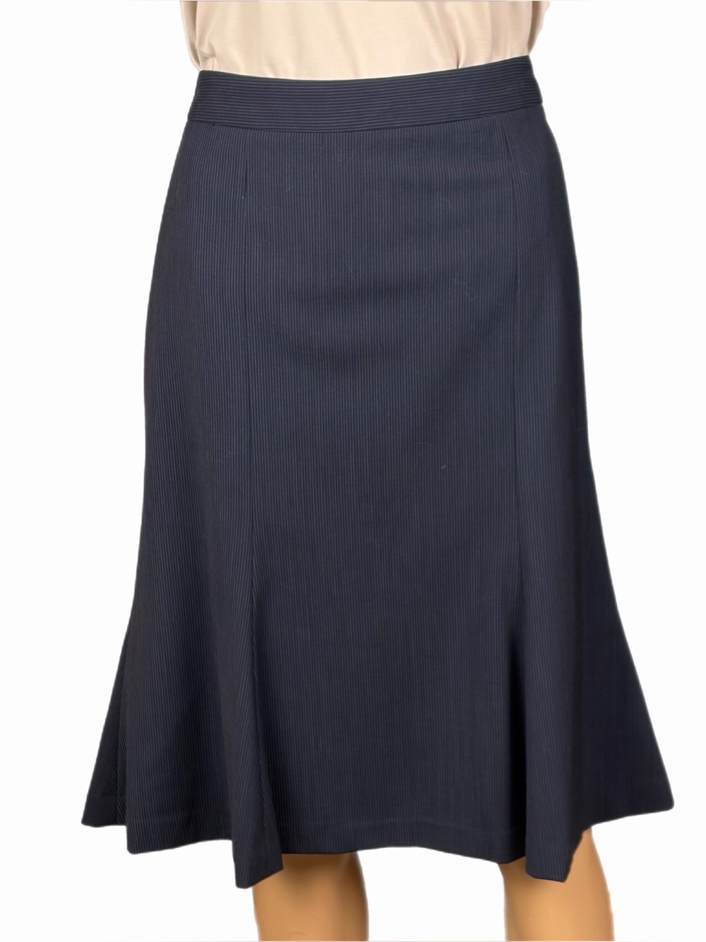 BANANA REPUBLIC Wool Light Stretch Gray/Black Pinstripe Fit & Flare Skirt Size 6
